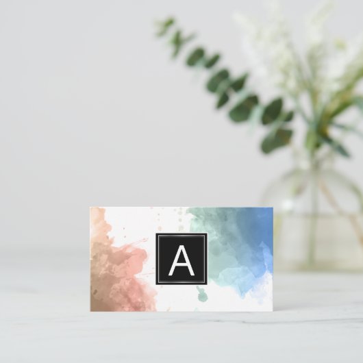 Monogram | Achtergrond Waterverf Visitekaartje (Staand voorkant)