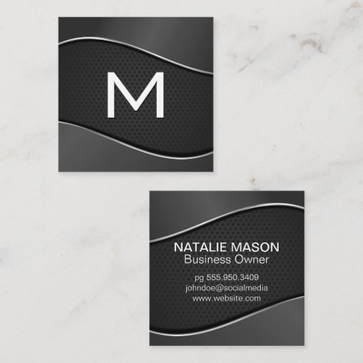 Monogram | Achtergrondmenu van de gradiënt Vierkante Visitekaartje (Voorkant / Achterkant)