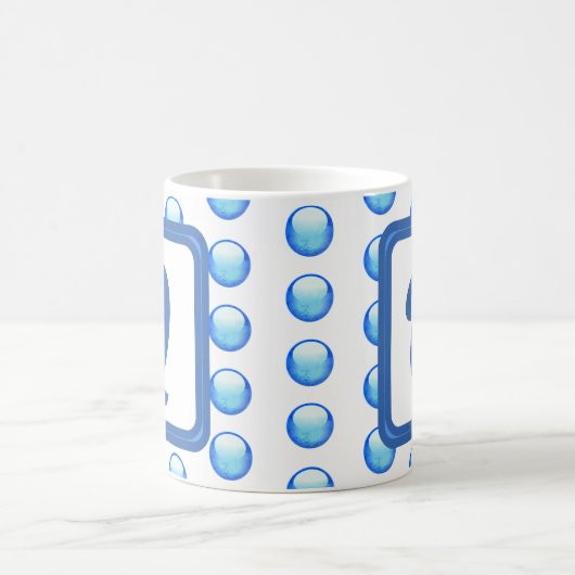 Monogram Achternaam Bright Blue Polka Dot Initiaal Koffiemok (Center)