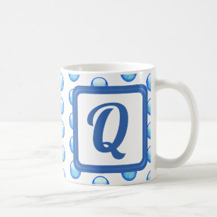 Monogram Achternaam Bright Blue Polka Dot Initiaal Koffiemok