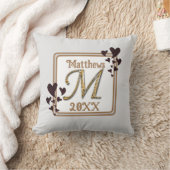 Monogram Achternaam Gouden Initiaal Hartjes Aanden Kussen (Deken)