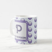 Monogram Achternaam Initiaal Blauw Grijs Polka Dot Koffiemok (Voorkant links)