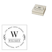 Monogram Achternaam krans Retouradres Rubberstempel (Gestempeld)