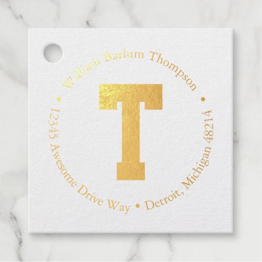 Monogram adres bedankjes labels (Voorkant)