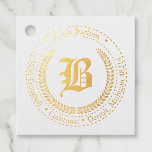 Monogram adres bedankjes labels (Voorkant)