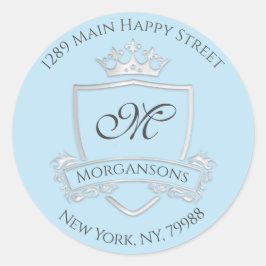 Monogram adres Crown Royal Silver Grey Ronde Sticker