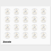 Monogram adres Crown Royal White Gold RSVP Ronde Sticker (Vel)