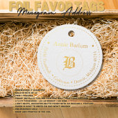 Monogram adres gestippelde cirkel bedankjes labels