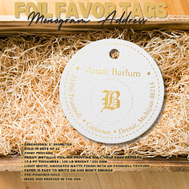 Monogram adres gestippelde cirkel bedankjes labels