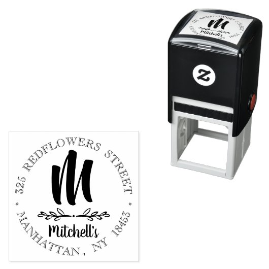 Monogram Adres Huwelijksstempel Zelfinktende Stempel (In situ)