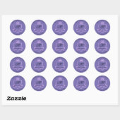 Monogram adres Kroonkoninklijk Violet Paars Ronde Sticker (Vel)