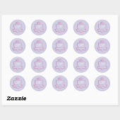 Monogram Adres Kroonroze Paarse RSVP Ronde Sticker (Vel)