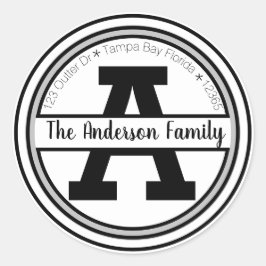 Monogram adres ronde sticker