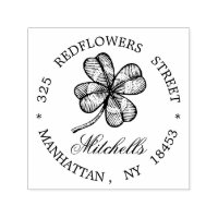  monogram Adres Stempel met geluksklaver.