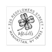 monogram Adres Stempel met geluksklaver. (Design)