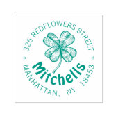 monogram Adres Stempel met geluksklaver. (Design)