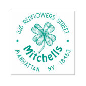 monogram Adres Stempel met geluksklaver. (Design)