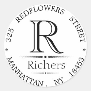 Monogram adres sticker