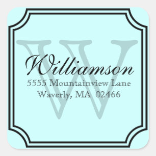 Monogram adres vierkante sticker