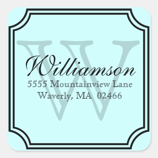 Monogram adres vierkante sticker (Voorkant)