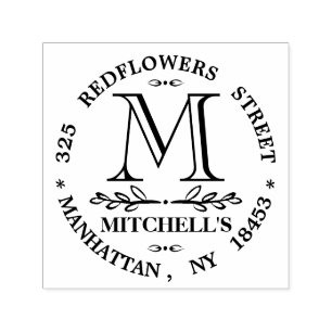 Monogram adres Weduwstempel Zelfinktende Stempel