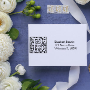 Monogram adres  zelfinktende stempel