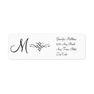 Monogram Adresetiketten Zwart-wit Etiket