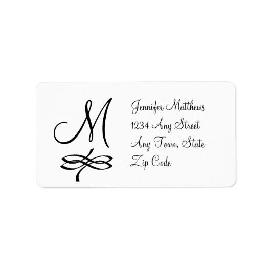 Monogram Adresetiketten Zwart-wit Etiket (Voorkant)