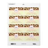 Monogram Adreslabel - Giraffe Print & Roze Etiket (Full Sheet)