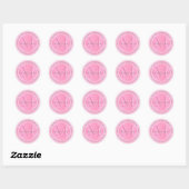 Monogram adreslabel in roze ronde sticker (Vel)