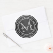 Monogram adreslabel in zwart 2 ronde sticker (Envelop)