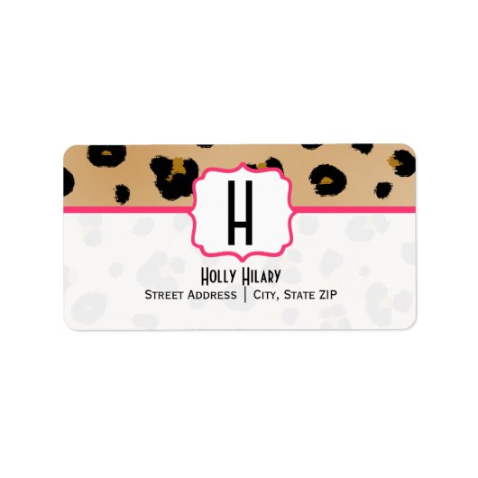 Monogram adreslabel - Leopard Print Etiket (Voorkant)