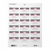 Monogram Adreslabel - Zwart Argyle en Roze Etiket (Full Sheet)