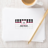 Monogram Adreslabel - Zwart Polka Dot en Roze Etiket (Insitu)