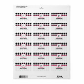 Monogram Adreslabel - Zwart Polka Dot en Roze Etiket (Full Sheet)