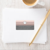 Monogram Adresnaam Minimaal Roos Grijs RSVP Etiket (Insitu)
