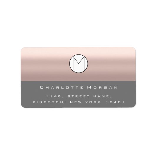 Monogram Adresnaam Minimaal Roos Grijs RSVP Etiket (Voorkant)