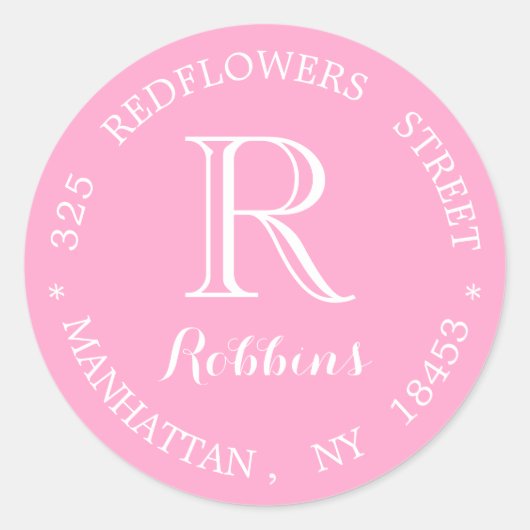 Monogram adressticker ronde sticker (Voorkant)
