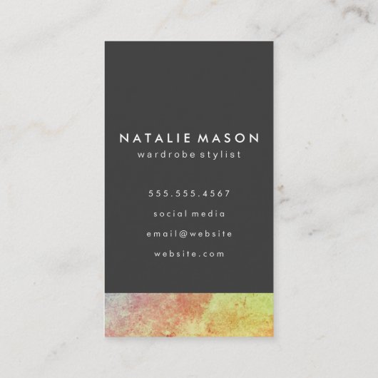 Monogram afbeelding met gekleurde textuur en grijs visitekaartje (Achterkant)