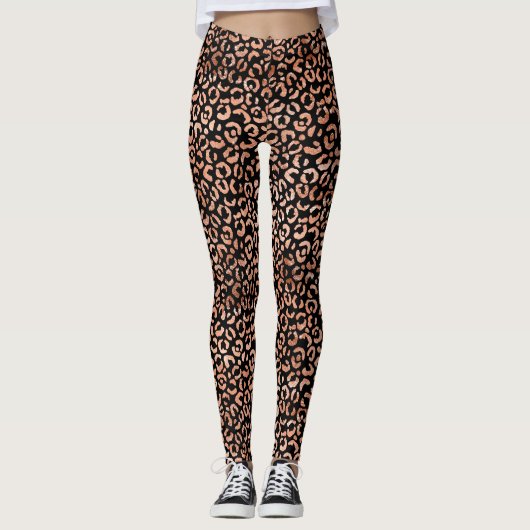 Monogram Afdruk Chic Leopard Animal Leggings (Voorkant)