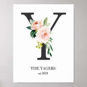 Monogram afdruk, letter Y, huwelijkscadeau, kinder Poster