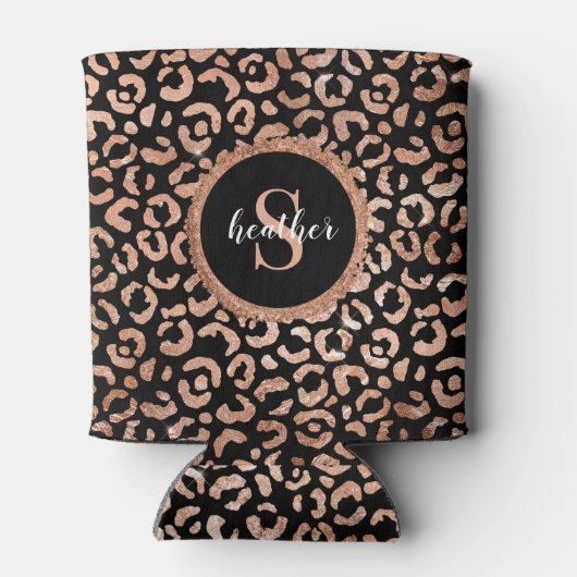 Monogram Afdruk zwarte luipaard Blikjeskoeler (Achterkant)
