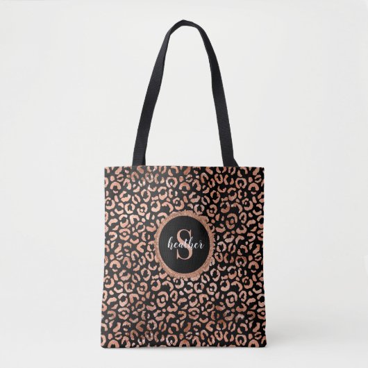 Monogram Afdruk zwarte luipaard Tote Bag (Voorkant)