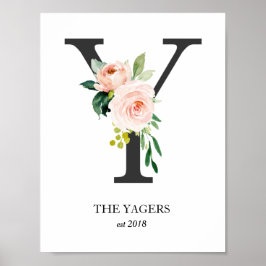 Monogram afdrukken, Letter Y, Wedding Gift, Nurser Poster