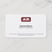 Monogram afgeronde achtergrond (diep rood) visitekaartje (Achterkant)