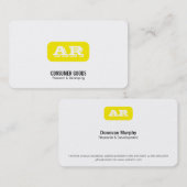 Monogram afgeronde achtergrond (geel) visitekaartje (Voorkant / Achterkant)