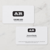 Monogram afgeronde achtergrond (zwart) visitekaartje (Voorkant / Achterkant)