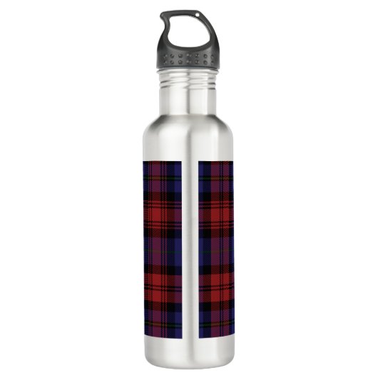 Monogram afgespeeld script Tartan Rustic Waterfles (Achterkant)