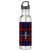 Monogram afgespeeld script Tartan Rustic Waterfles (Voorkant)
