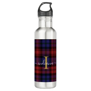 Monogram afgespeeld script Tartan Rustic Waterfles